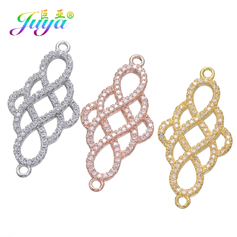 Juya DIY Ювелирные компоненты поставки кубического циркония Дракон Цветок Хамса Разъем аксессуары для женщин серьги браслет Изготовление