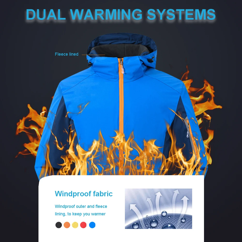 Зимняя Мужская и Женская водонепроницаемая куртка с капюшоном толстая