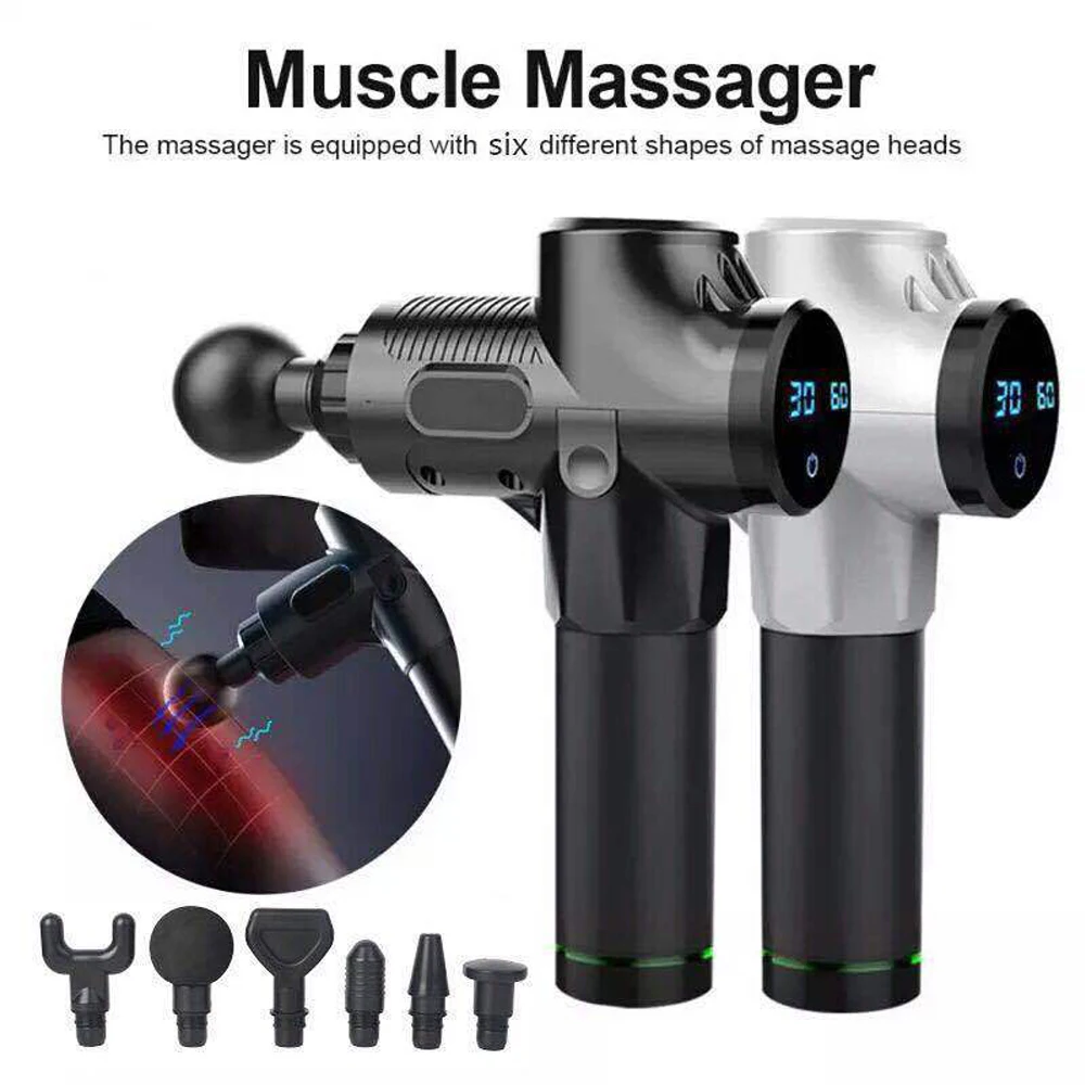 

High Frequency Fascial Gun Muscle Relaxation Body Neck Massager Electric 30 Speeds LCD Display Massage Gun Slimming Fascia Gun