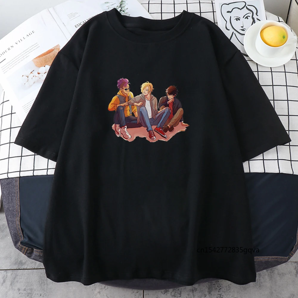 

Женская футболка Банановая рыба Trio с художественным принтом, Свободная Домашняя Удобная Повседневная футболка с коротким рукавом, забавна...