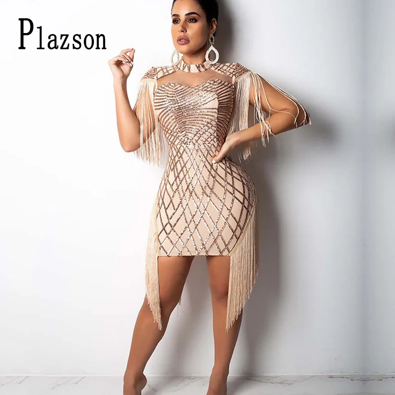 Женское летнее модное сексуальное платье с бахромой однотонное элегантное для