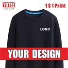 Толстая Спортивная Повседневная Толстовка YOTEE с круглым вырезом и логотипом на заказ для мужчин и женщин на осень и зиму