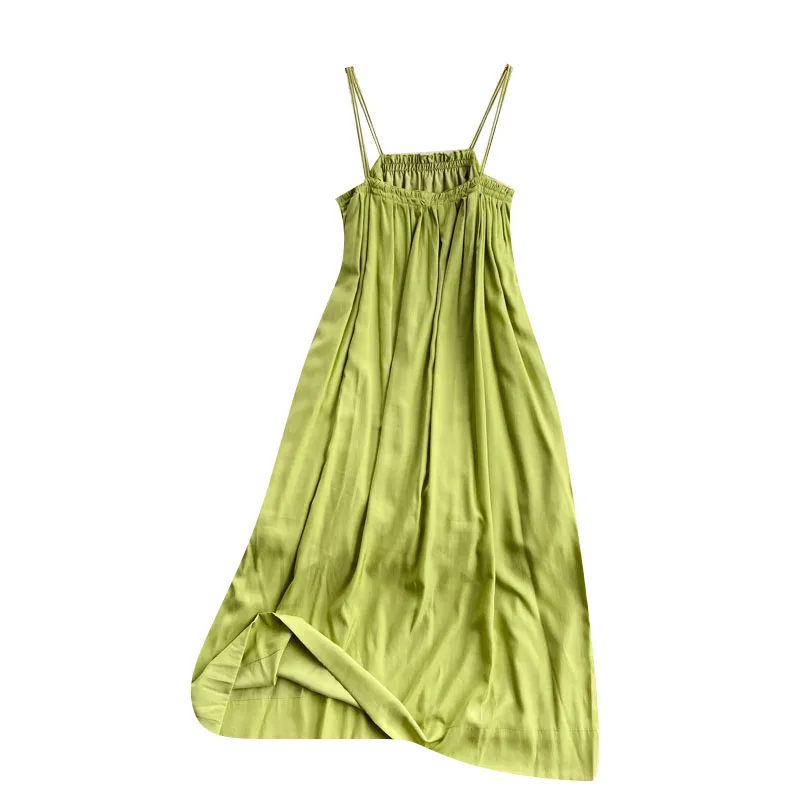 

Europe Style New Fashion Summer Elegant Women Spaghetti Strap Solid Loose Long Dress Ladies Vacation Beach Dresses Vestido