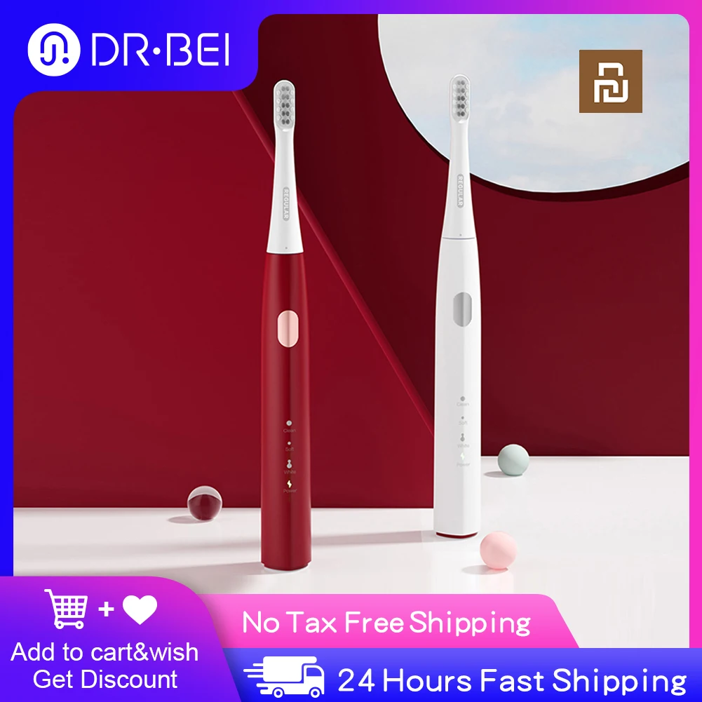 

Xiaomi Youpin Waterproof Automatic Sonic Electric ToothBrush GY1 Rechargeable 2 smart timing&3 Models with 2 Brush Heads Dr.Bei
