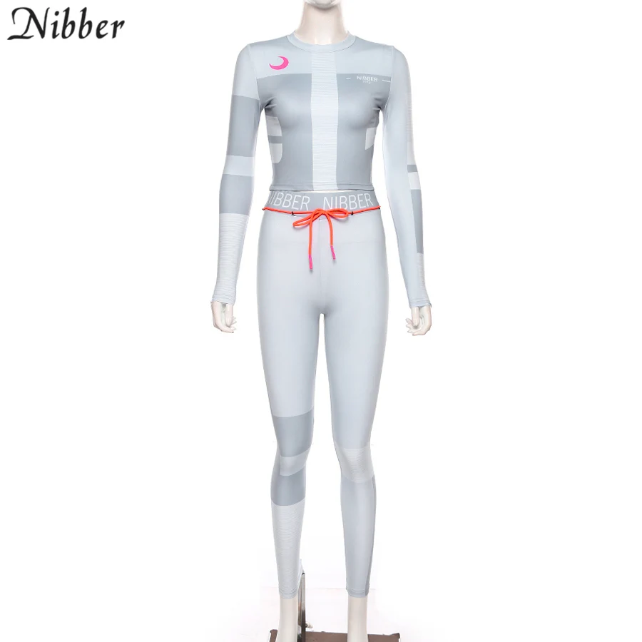 Nibber черная Лоскутная Спортивная одежда для отдыха, комплекты из 2 предметов, Женские Эластичные Обтягивающие Леггинсы с принтом, укороченные топы, спортивные костюмы для бега