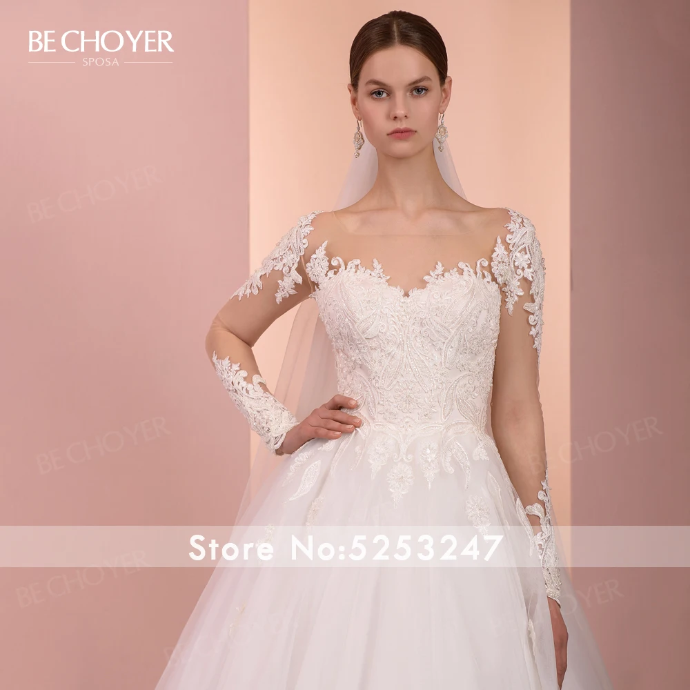 Vestido de Noiva лиф сердечком Кружевная аппликация свадебное платье длинный рукав