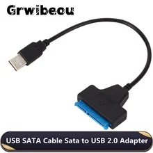 Grwibeou-USB SATA 3 케이블 Sata-USB 2.0 어댑터 최대 480Mbps 지원, 2.5 인치 외장형 SSD HDD 하드 드라이브 22 핀 Sata III