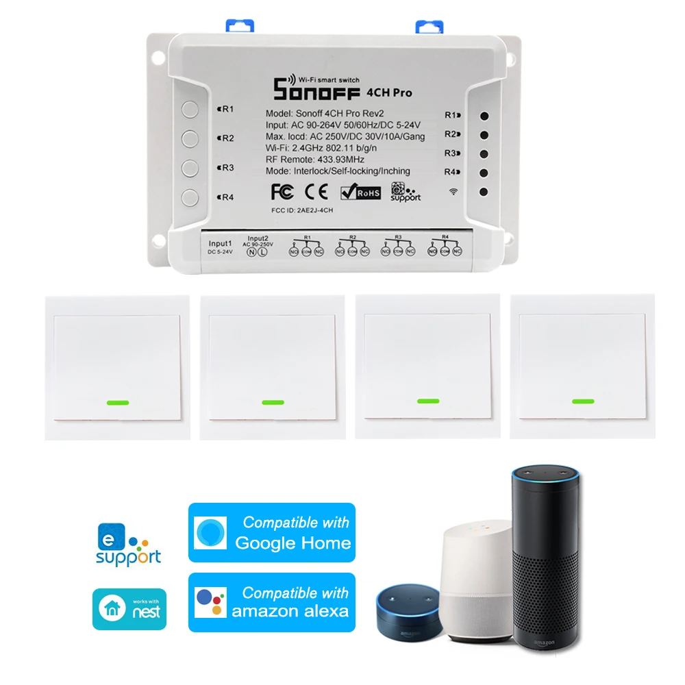 SONOFF 4CH Pro ITEAD RF 433 МГц 4 банды WiFI переключатель 3 режима работы