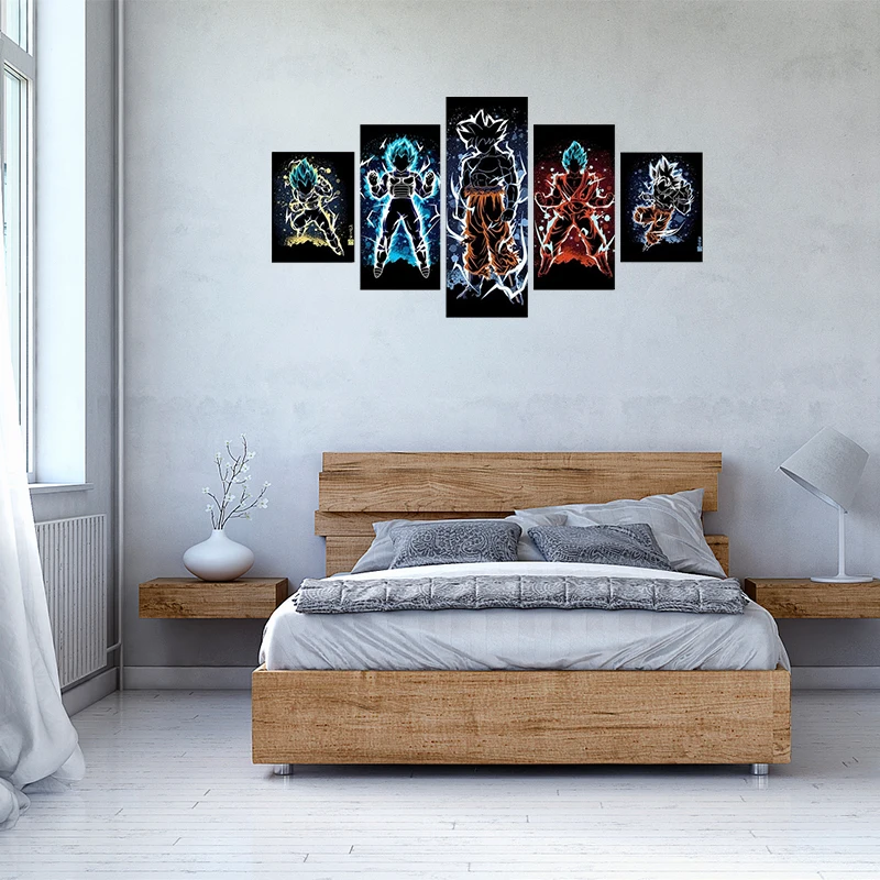 

Anime Dragon Ball Poster No Framed 5 Panel Goku Saiyan Wall Picture Canvas Painting Mural Bedroom Living Room Home Decoration