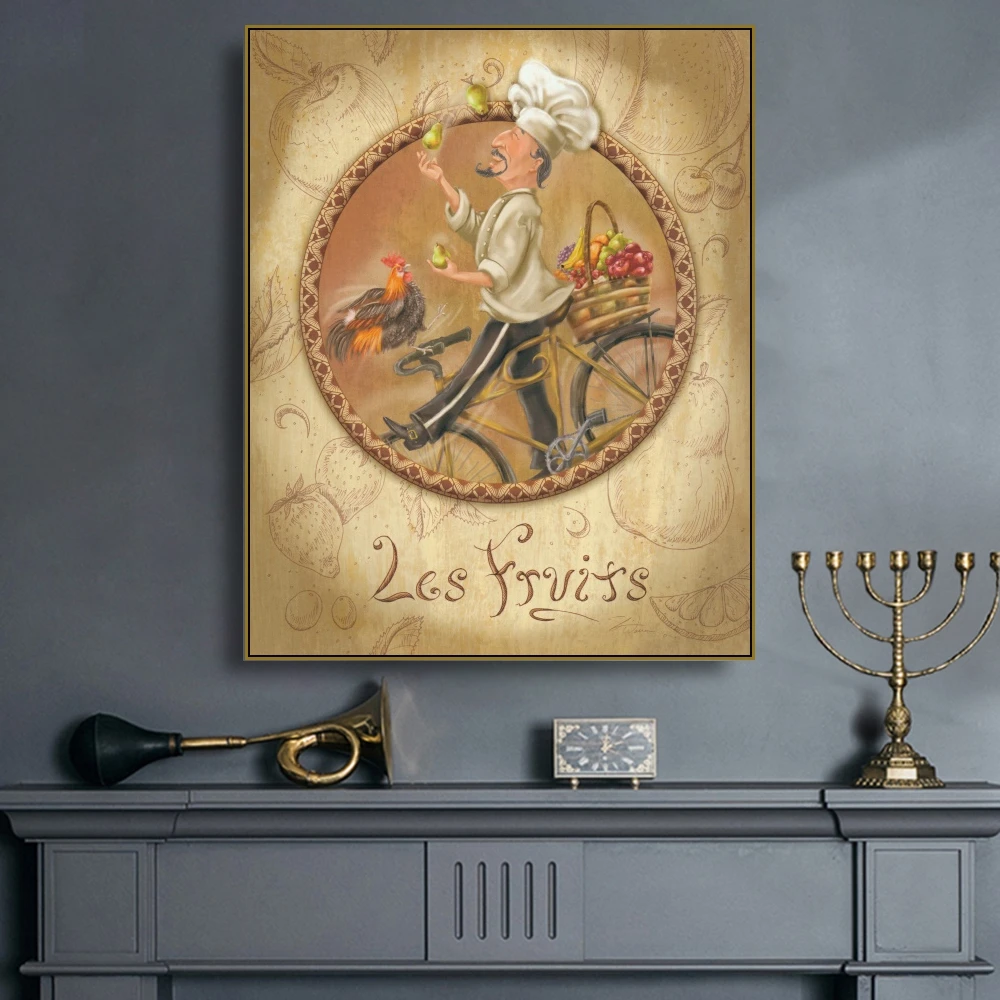 Laeacco Смешные постеры шеф-повара натюрморт Картина на холсте принты для гостиной