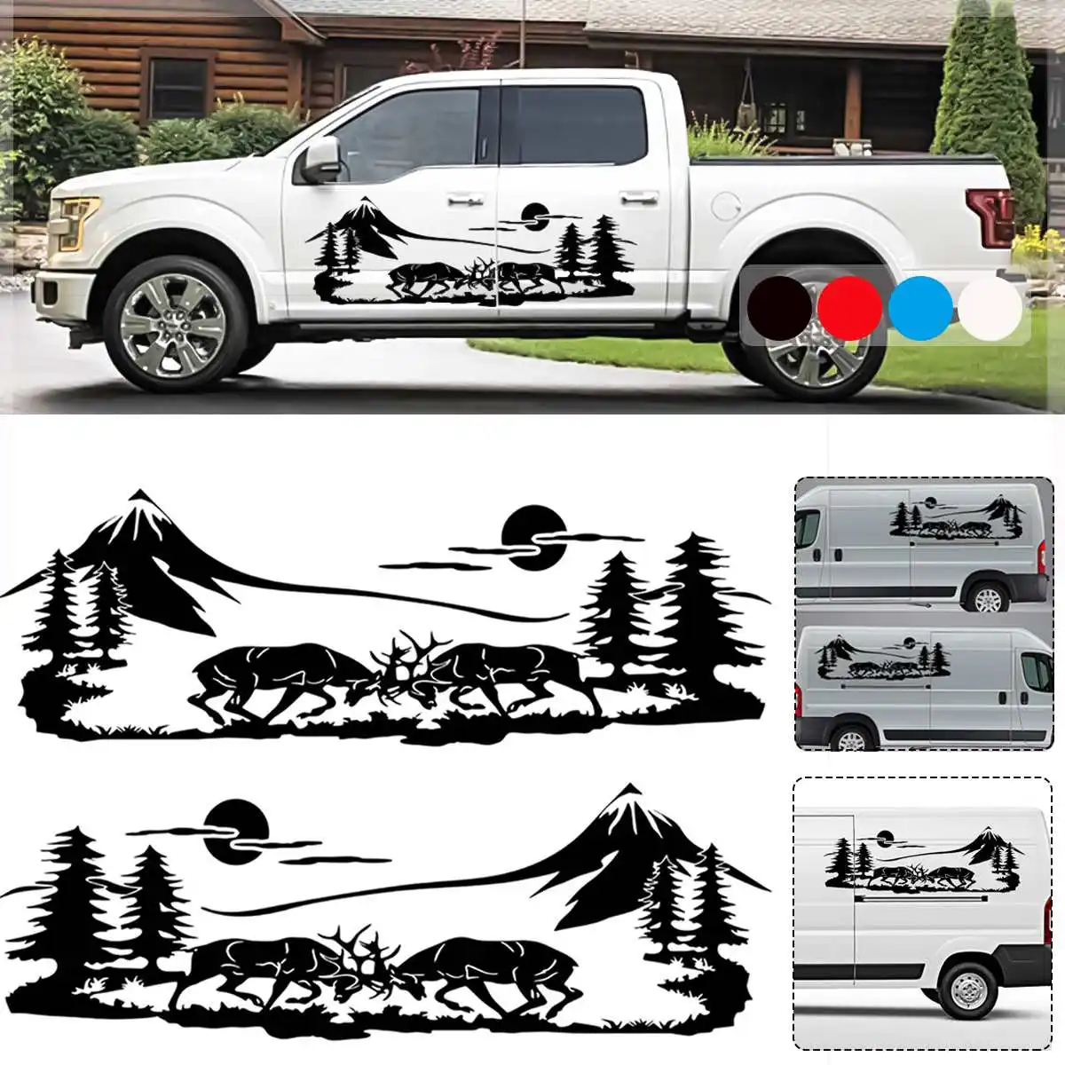 

150x50cm Car SUV Body Sticker Mountain Scene Large Graphic Vinyl Decal Sticker DIY Decoration For RV Caravan Camper Motorhome