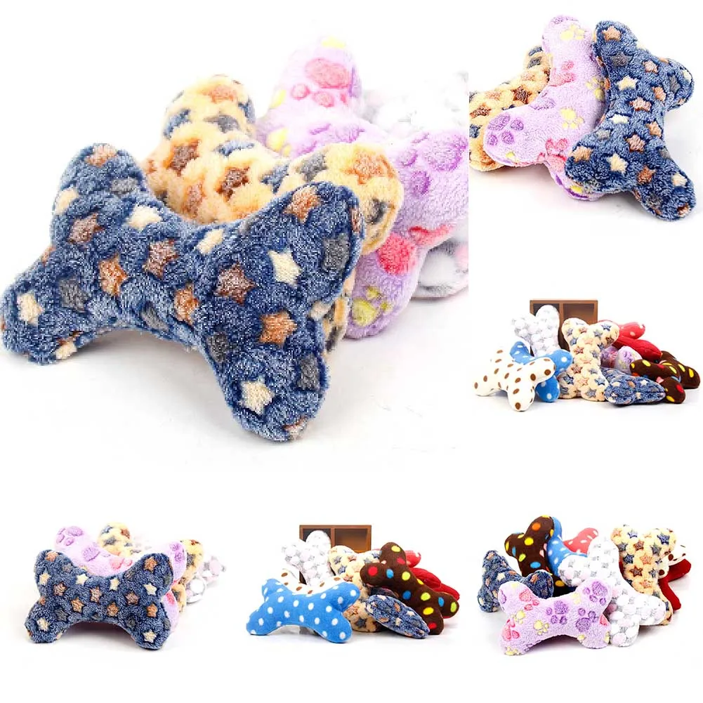 

2021 New Arrival Dog Bones Plush Pillow Cute Strip Plush Dog Toy Random