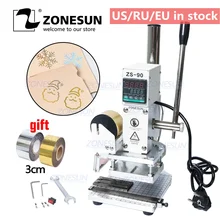 ZONESUN ZS90  Hot Stamping Machine For Leather Wood Bronzing Press Machine Hot Foil Stamp LOGO Branding 500W 220V