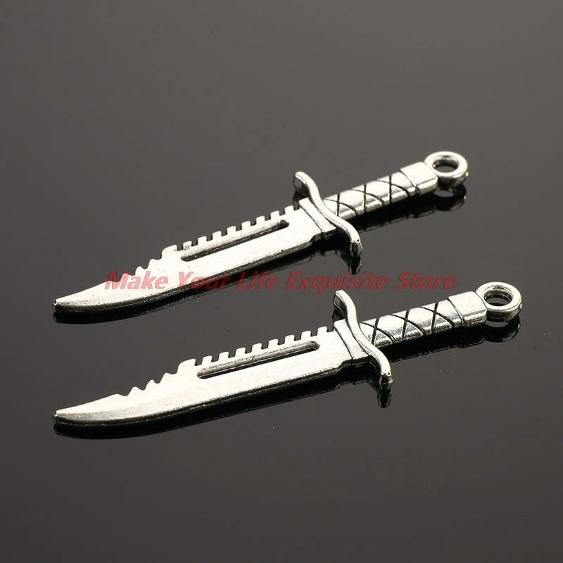 

Miraculous New12PS High Quality Dagger Shape Zinc Alloy Pendant Charms Antique Silver Color DIY Stylish Punk Jewerly Findings