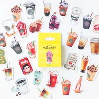 46pcs i love drinks boxed sticker bullet journaling accessories scrapbooking deco stickers aesthetic sealing stickers stationery