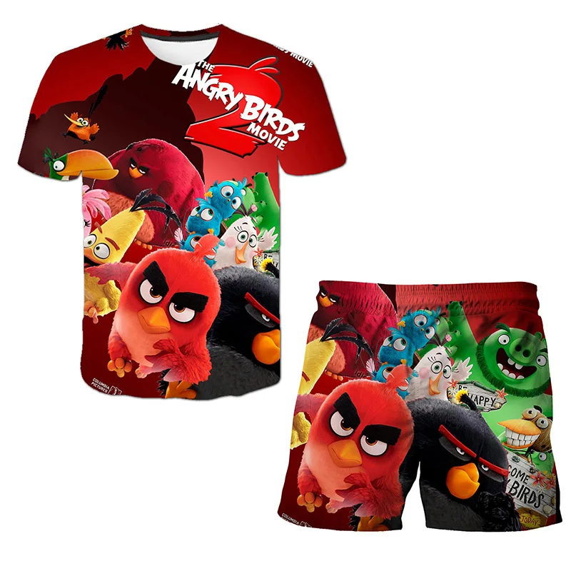 

Birds Dinosaur Cat Wolf Shark Hero Spider Tshirts+Shorts 2 Pcs Suits Beach Suit Boys Casual Clothes Sets Kids Girls Tops Tee