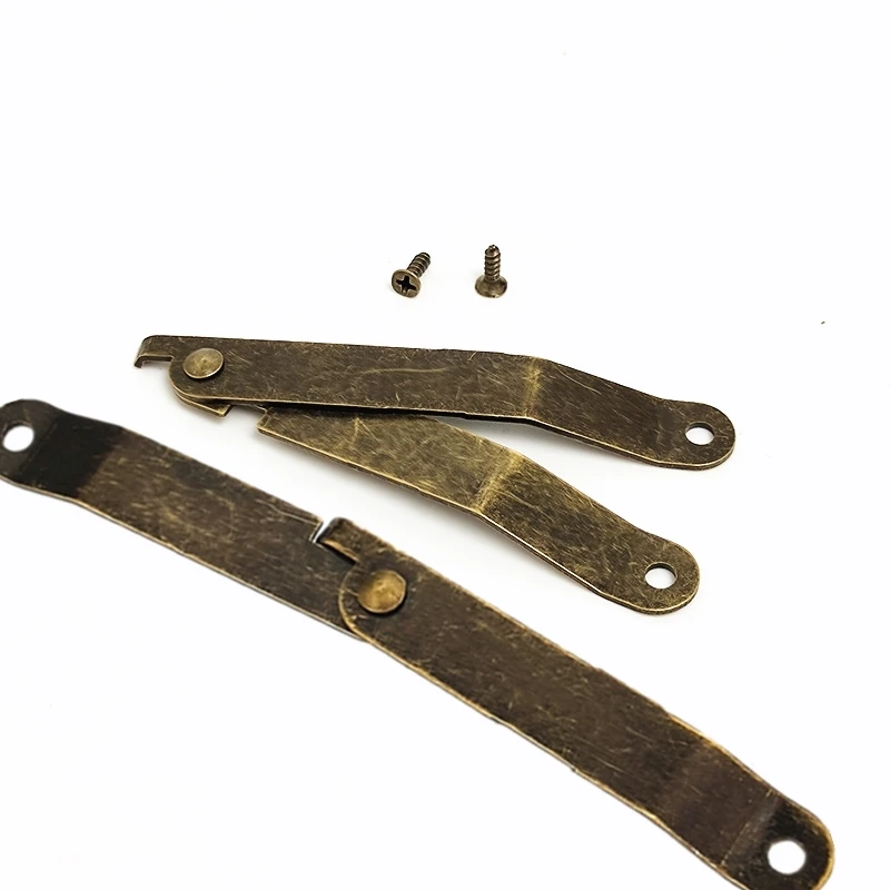 2PCS Antique Bronze Zinc Alloy Tripod Support Hinges Stay For Box Display Furniture Accessories Cabinet Cupboard Lid - купить по