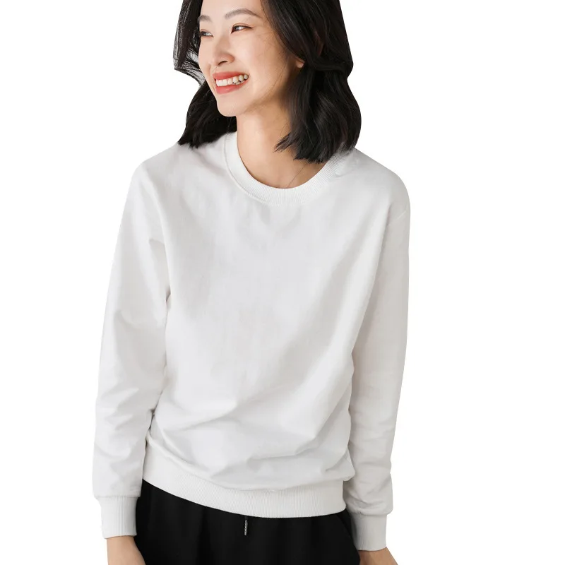 

Autumn Winter Grey Hoodie Round Neck Long Sleeve Casual Warm Sweatshirts Women Korean Black Loose Pullover Hoodies Female Hoody