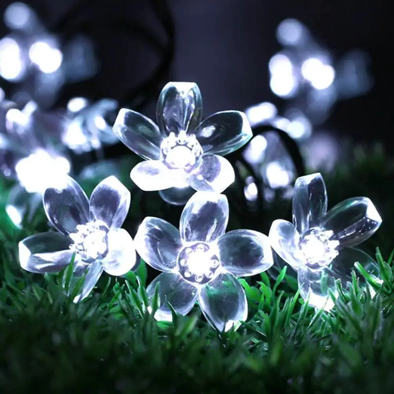 

7M Solar Light Flower String Lights Sakura Lights Indoor/Outdoor Decorative String Lights with 8 Flash Changing Modes