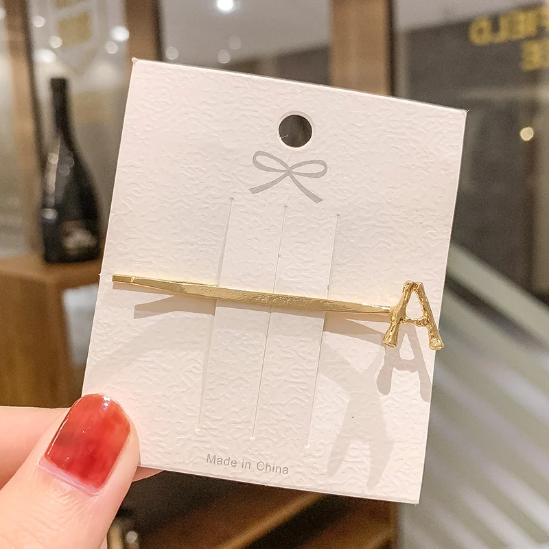 

South Korea Ins Metal Name Letter Hairpin Net Red Simple Metal Hairpin One Word Clip Headdress Female Collocation