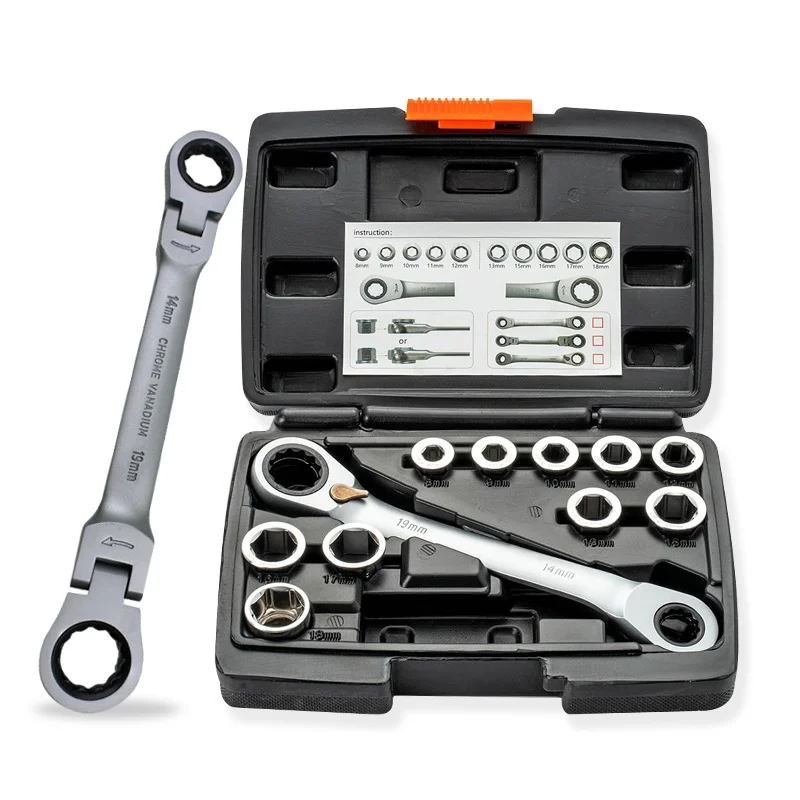 

Adjustable Wrench 28 In 1 Socket Wrench Set Double-Ends Unniversal Spanner Torx Hex Screwdriver Bits Repair Tool Kits