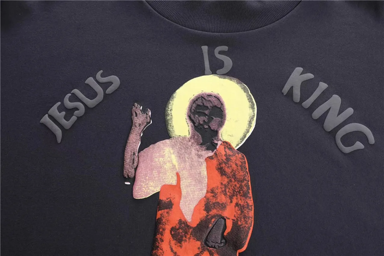 

Foaming Printing Jesus is King Sweatshirts Men Women 1:1 High-quality Loose Kanye West Crewneck Hoodie