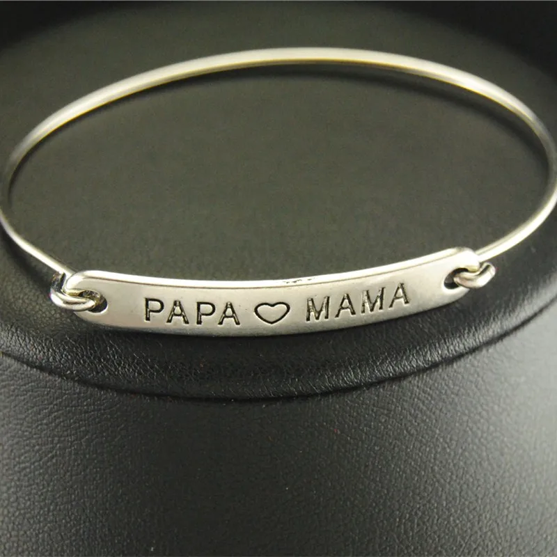 1 шт. Прямая поставка слова шармы Браслет-манжета для любимой матери папы подарок