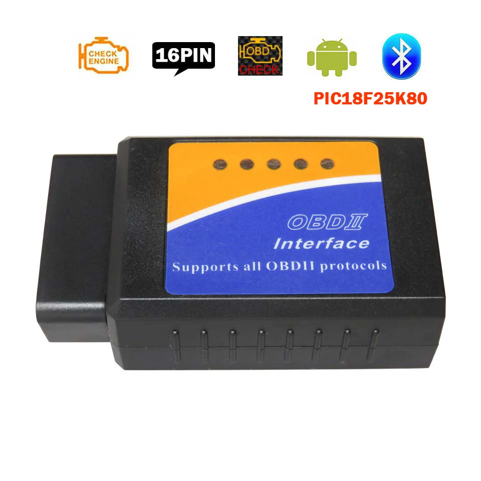 Реальный чип PIC18F25K80 ELM327 Bluetooth V1.5 OBD2 автомобильный диагностический инструмент