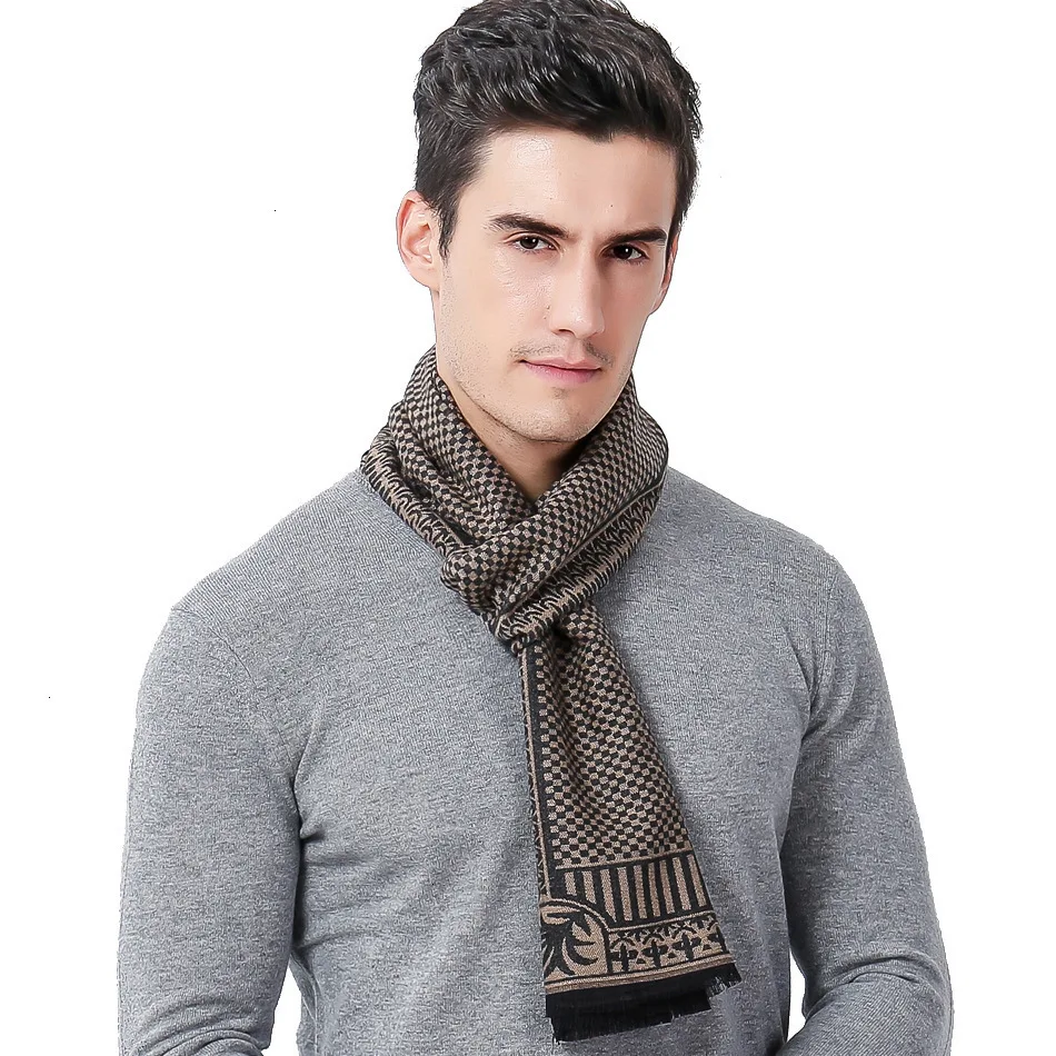 Классический деловой маленький клетчатый мужской шарф с имитацией кашемира