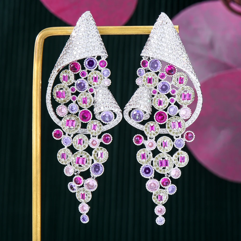 SisCathy великолепные благородные и элегантные роскошные кубические циркониевые модные Подвесные серьги для женщин ювелирные изделия для веч...
