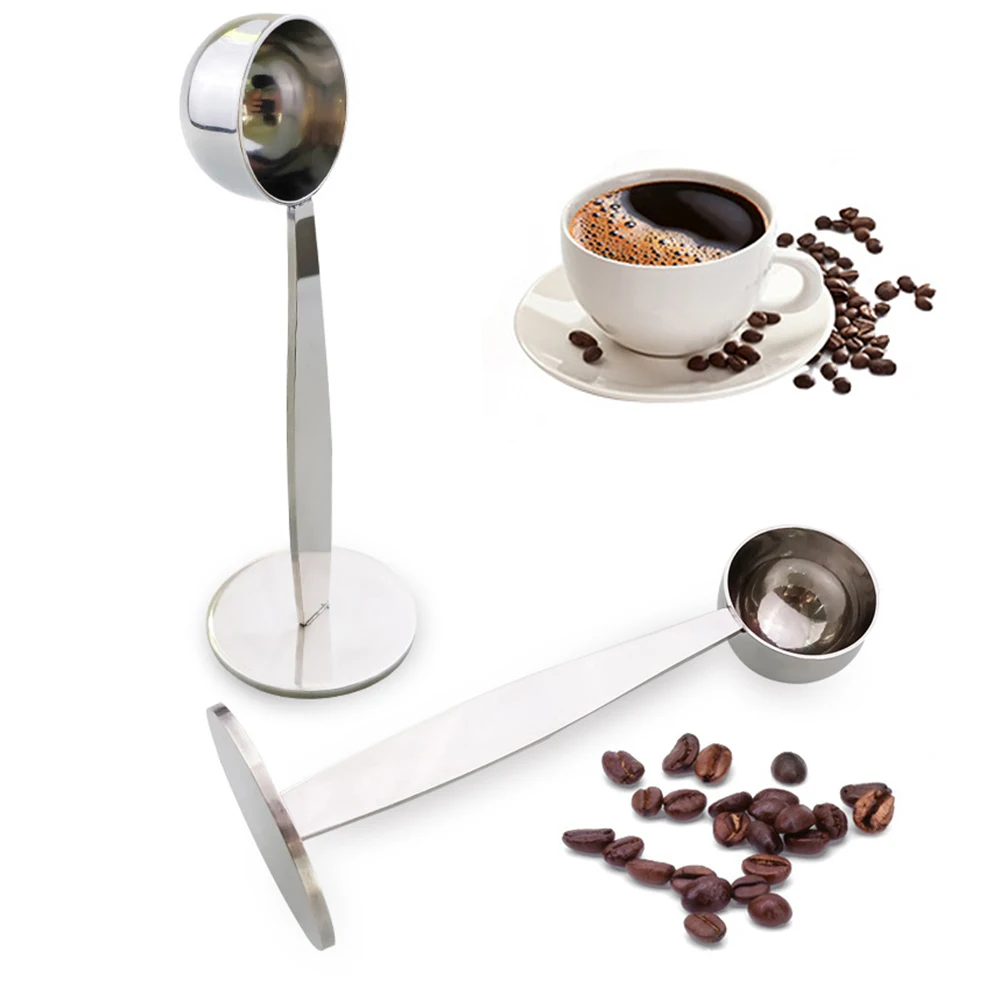 

2 In 1 Portable Stainless Steel Stand Coffee Spoon Powder Measuring Tamper Spoon Espresso Coffee- Bean Tea Spoon Kitchen Gadgets