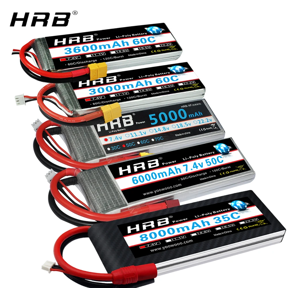 Аккумулятор HRB RC Lipo 2S 7 4 в 5000 мАч 6000 3300 2200 2700 2600 1800 4200 22000 аккумулятор для