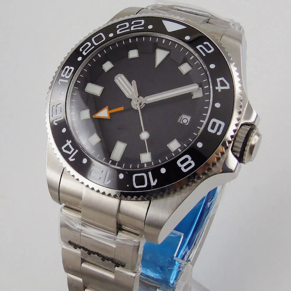 

43mm Sterile Black dial Sapphire glass GMT Luminous date ceramic bezel automatic men's watch