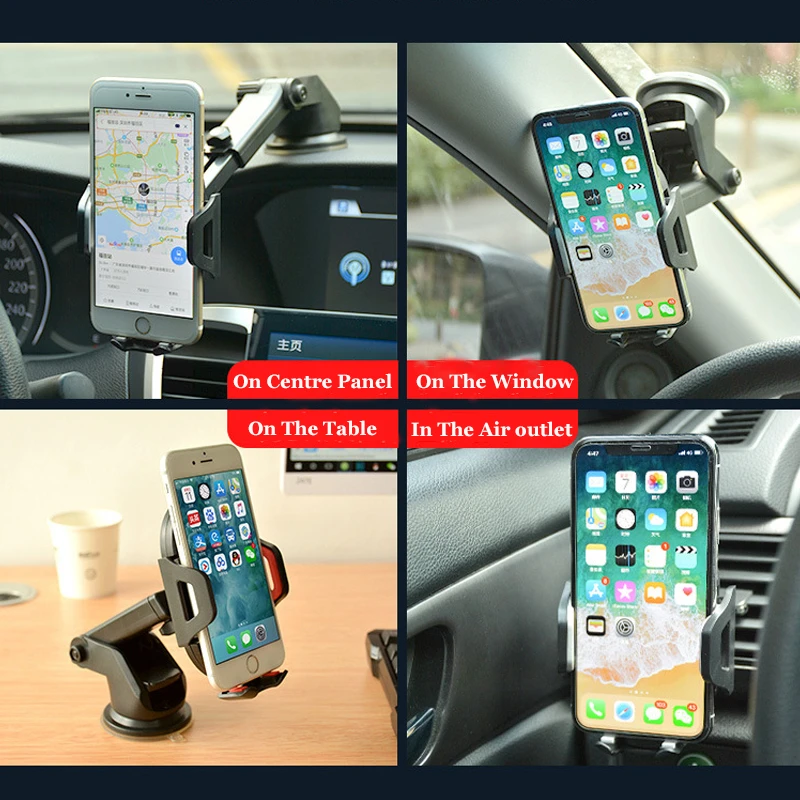 2020 new long arm sucker gravity car mobile phone holder stand universal dashboard clip support for iphone 11 pro accessories free global shipping