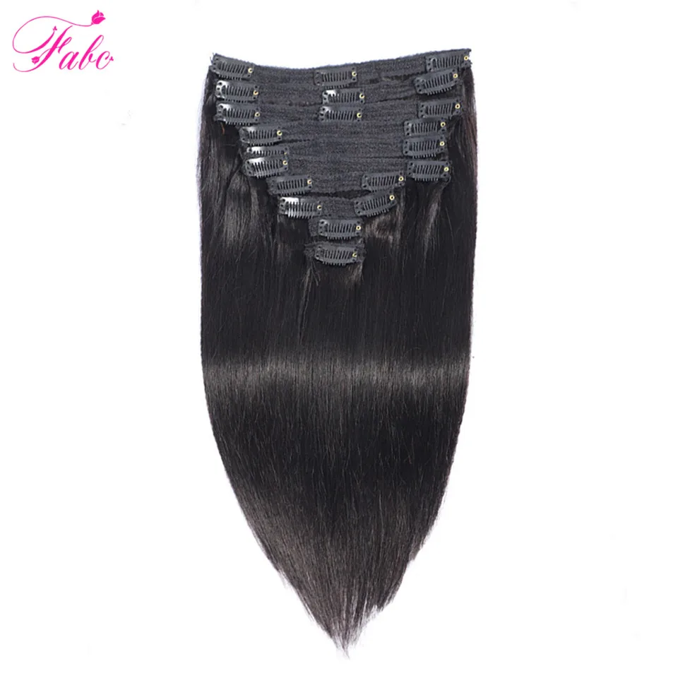 Fabc волос бразильские прямые волосы на заколках для наращивания Пряди