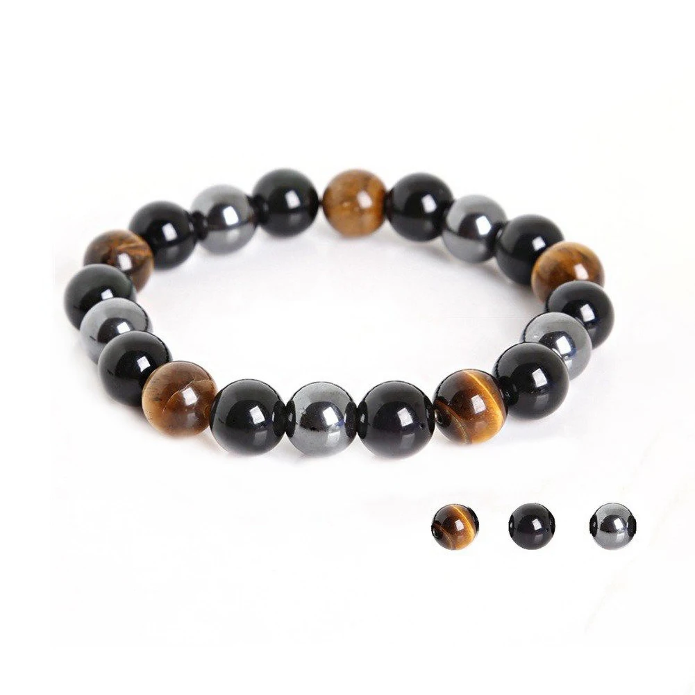 

Unisex Black Stone Beaded Bracelets Natural Black Obsidian Bracelet for Men and Women Yoga Hand Jewelry Accessories Wristband