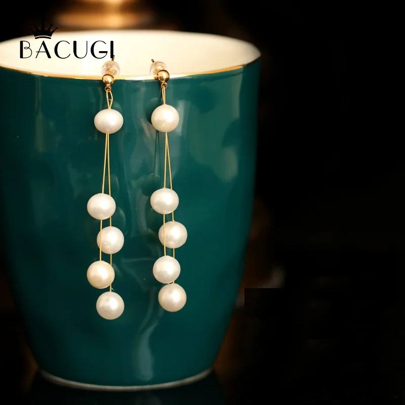 Серьги капли ручной работы из натурального пресной воды с жемчугом для женщин