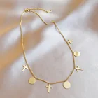 Женское колье с подвеской-крестом из нержавеющей стали