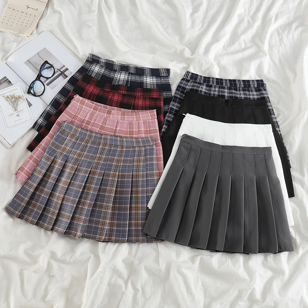 

High waist fashion plaid pleated skirt Women Harajuku Mini Skirt Sexy Y2K skirt E-girl summer College All-match A-line Skirt 90s