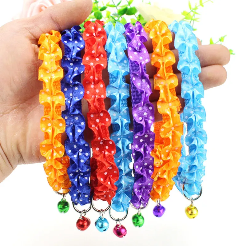 Ошейник для собак и кошек нейлоновый однотонный кружевной ошейник с