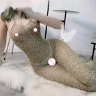 Женское нижнее белье с леопардовым принтом, одежда для сна с открытой промежностью, женская ночная Пижама, нейлоновая одежда для сна, цельнокроеные чулки, сексуальные костюмы