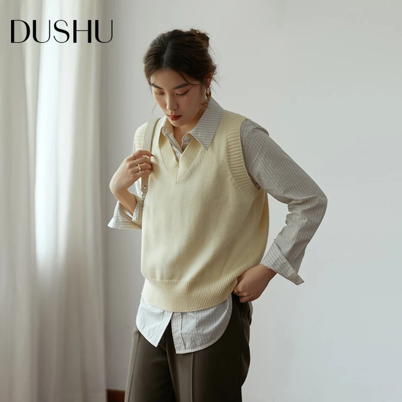 

Жилет DUSHU Женский, кремово-желтый, с V-образным вырезом