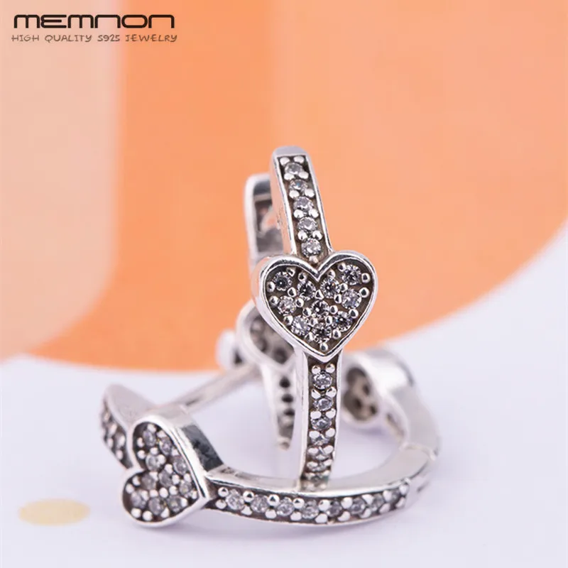 Silver Memnon изысканные розовое заманчивые, с сердечками, серьги-кольца для женщин из натуральной 925 стерлингового серебра серьги Плата де лей 925, модное ювелирное изделие - Gem Color: Silver