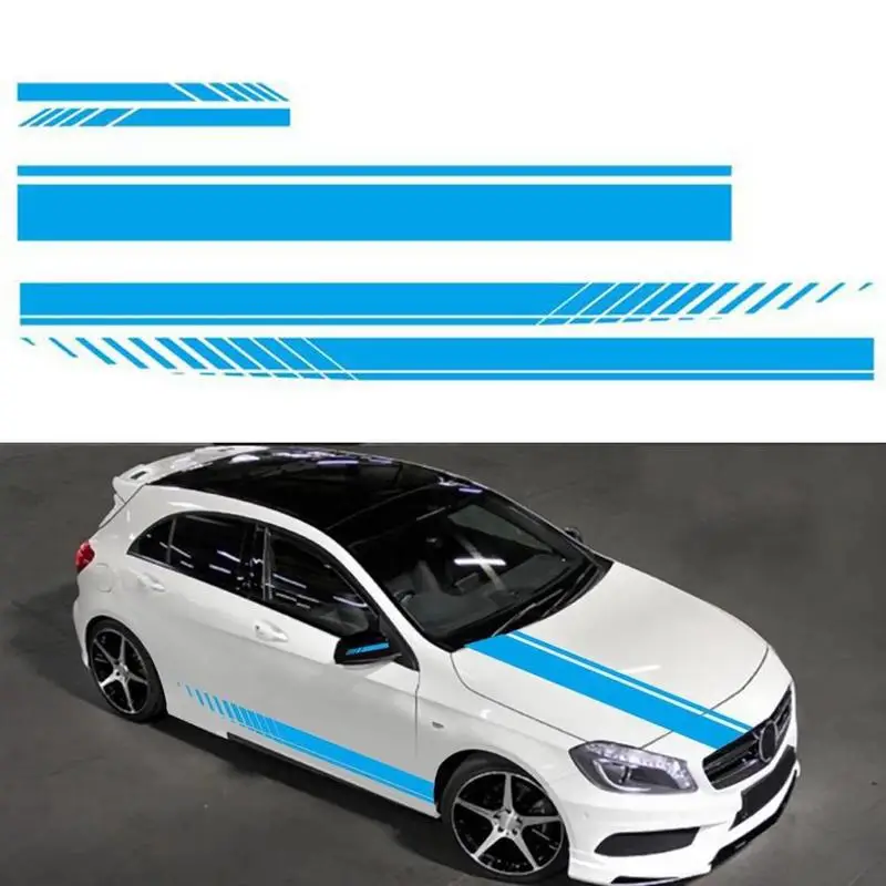 

Sports Racing Stripe Graphic Vehicle Waistline Sticker Vinyl Rearview Car Cover Mirror Body For Auto Skirt Stickers Decal S N1Z2