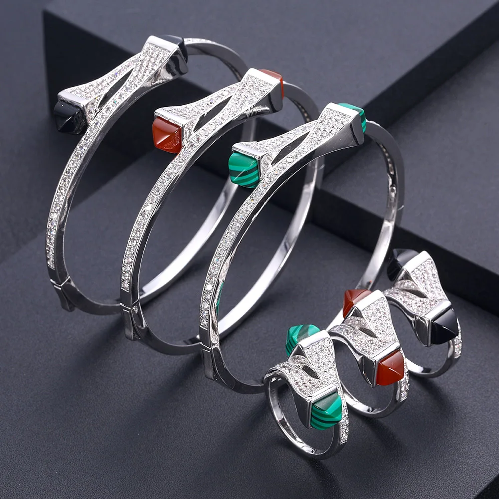 Jankelly на руку люксовый уникальный браслет кольцо Ювелирные наборы для женщин