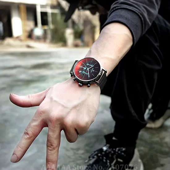 Красочные блестящие наручные часы Мужские модные новые хронограф мужские из