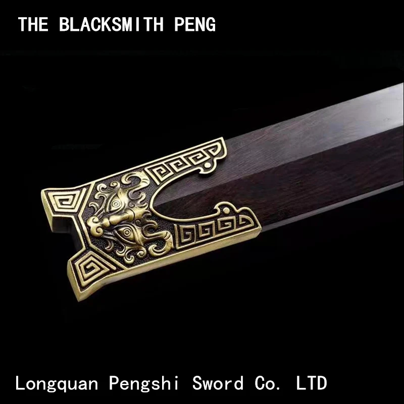 

Chinese Longquan sword fire cloud beast sword/Sharp and can cut iron Han jian/Manual forging Pattern steel ebony Copper fittings