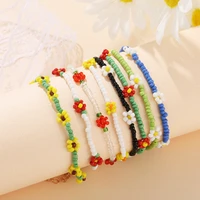 korean cute flowers daisy bracelets transparent colorful beaded handmade elastic wristband for women jewelry