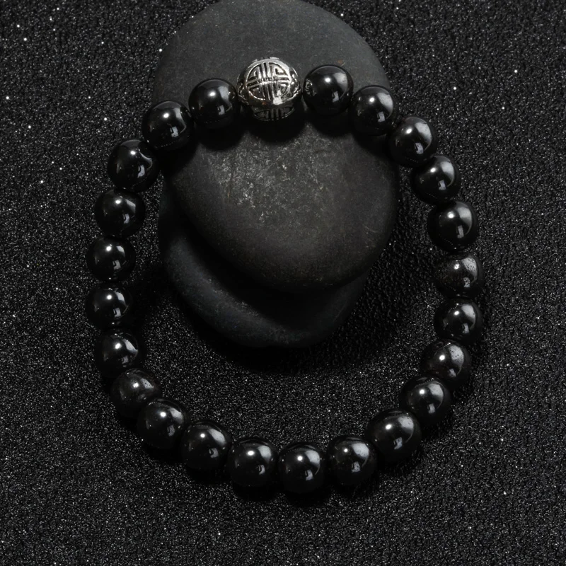 Lan Li модные ювелирные изделия 8 мм Черный желчный камень браслет подходит для