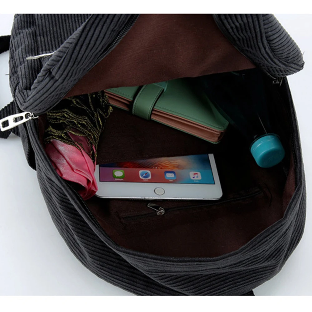 Новый вельветовый женский рюкзак однотонная дорожная сумка Модный повседневный